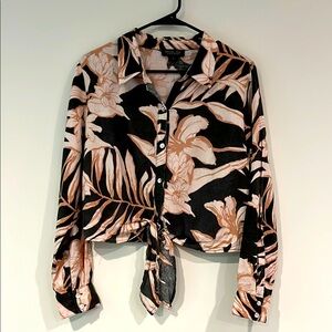 Rachel Zoe Black and Peach Floral Blouse